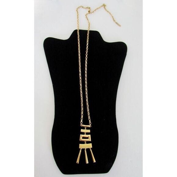 Vintage Napier Oriental Necklace Pendant Statement Asian Pagoda Gold Extra Long - Picture 4 of 13